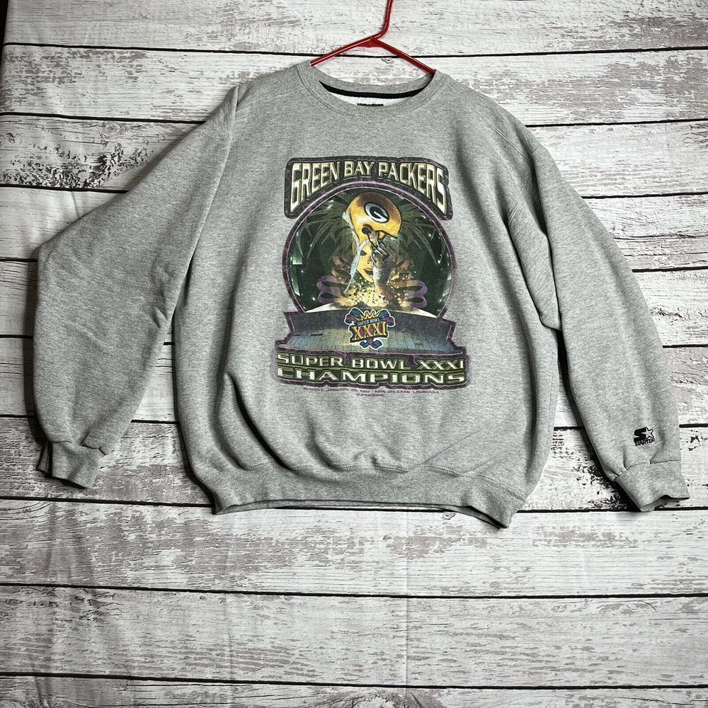 Vintage Green Bay‎ Packers Super XXXI Champions Crewneck XL Starter 1997